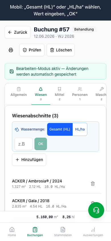 Wiesen zuordnen und Wassermenge verteilen