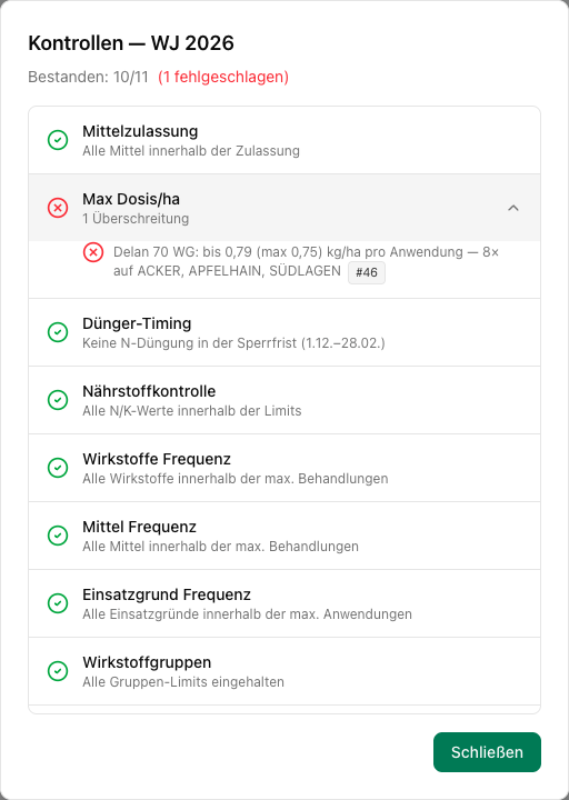 Einzelne Buchung mit „Prüfen" kontrollieren