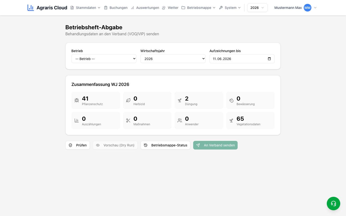 Digitale Abgabe: Betriebsheft an VOG/VIP senden